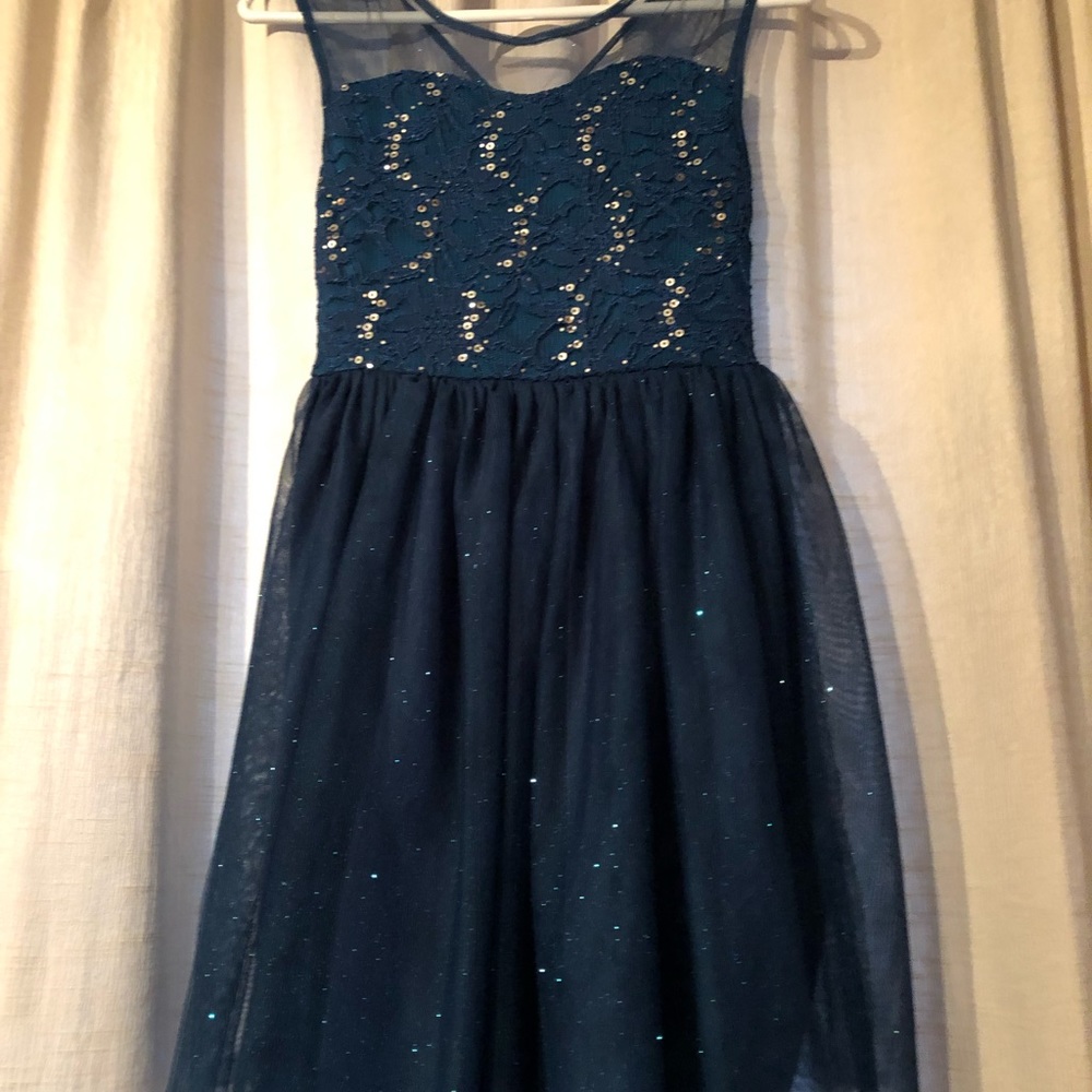 Teal Dress with silver sparkles
